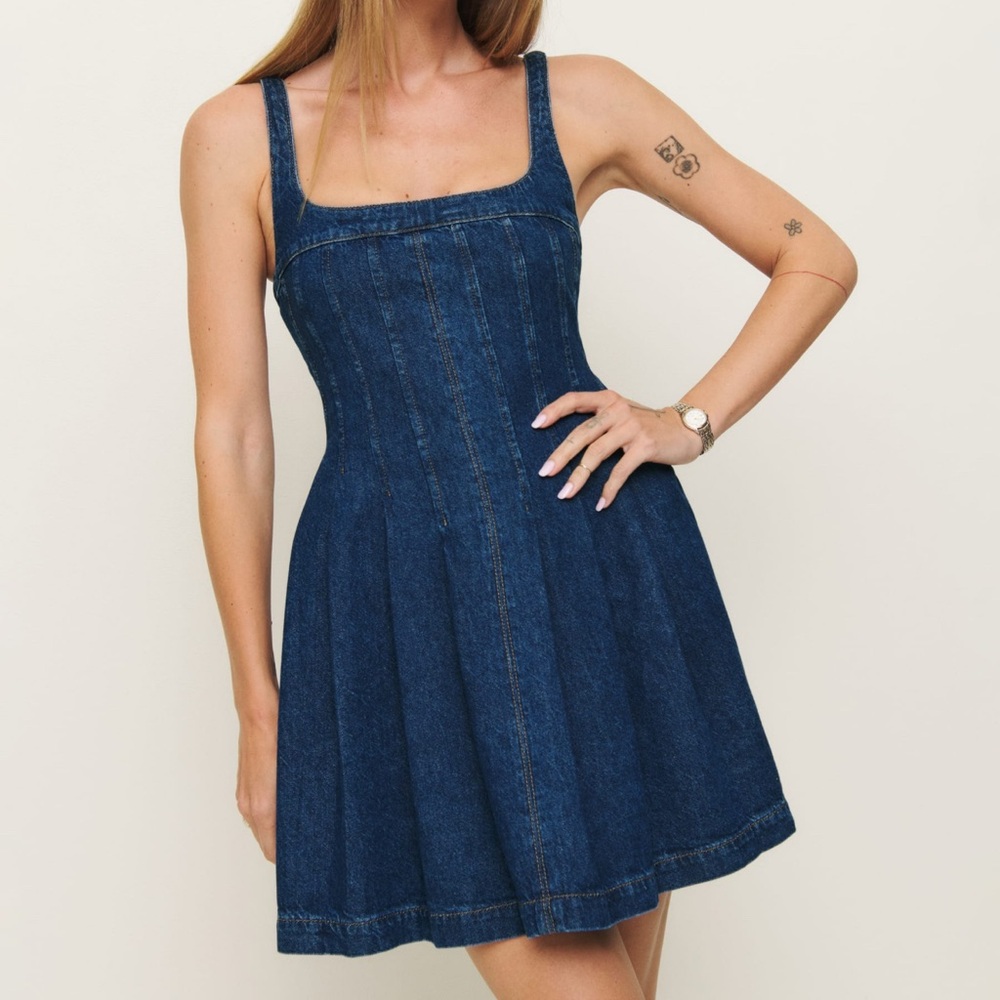 Reformation Violet Denim Mini Dress Salinas - Size 4